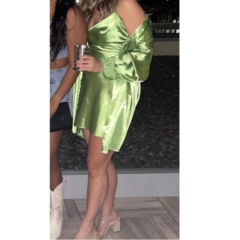 Princess Polly Green Satin Dress